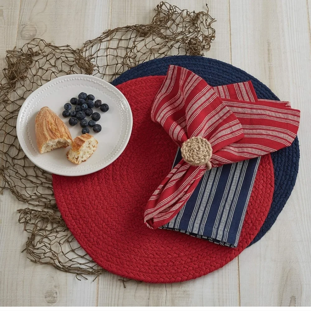 6 piece Set Woven Indoor/Outdoor Placemats or Chairmats, Round, 14.5